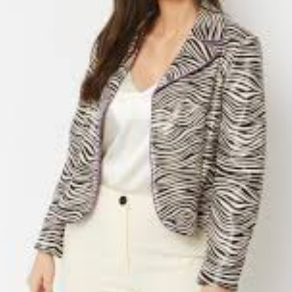 Bamboo Traders  Zebra Print Retro Metallic Blazer